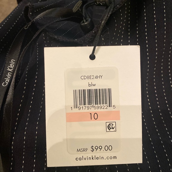 Calvin Klein Black/White Pinstripe Pencil Dress Zipper in the back - Picture 5 of 16